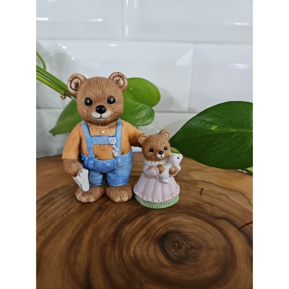 VINTAGE Homco Home Interiors #1450-1462 Bear Family Figurines Dad- Daughter